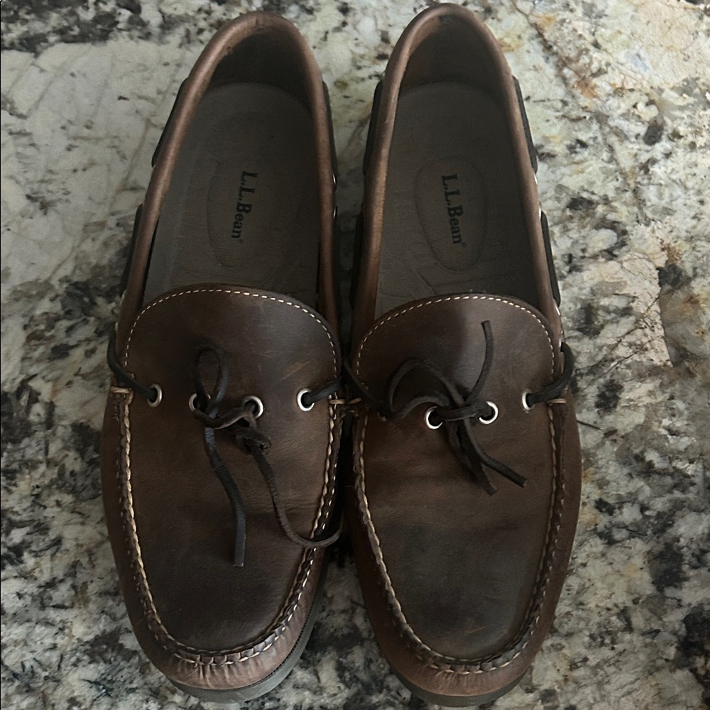 L.L. Bean Brown Boat Shoes with Moccasin Stitching
